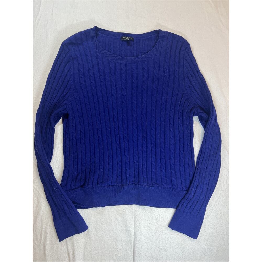 Talbots Petite Royal Blue Cable Knit Sweater Large Y2K